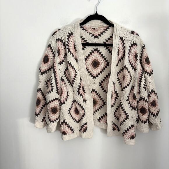 NWOT Andersen & Lauth Anthropologie Crochet Knit Cardigan Bell Sleeve OS - Picture 3 of 7
